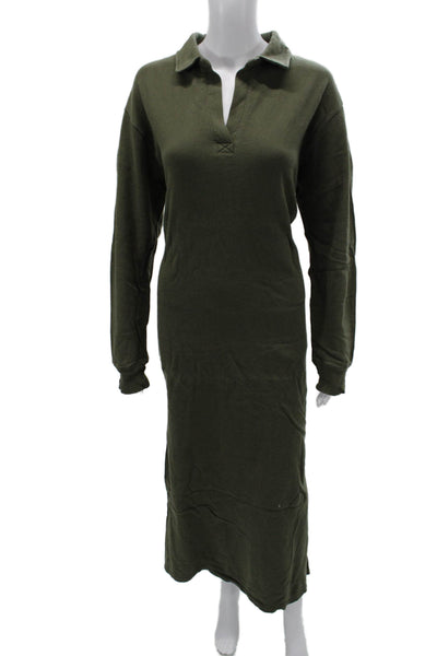Z Supply Women Shirt Dress Green Long Sleeve Collared Cotton Size M
