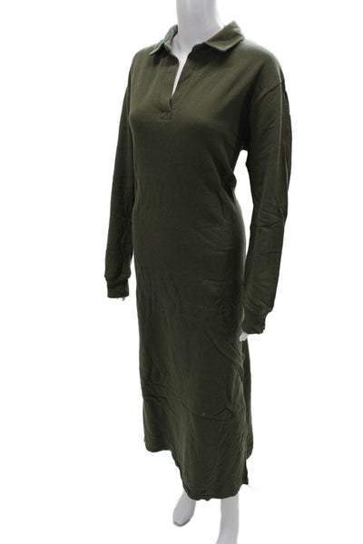 Z Supply Women Shirt Dress Green Long Sleeve Collared Cotton Size M