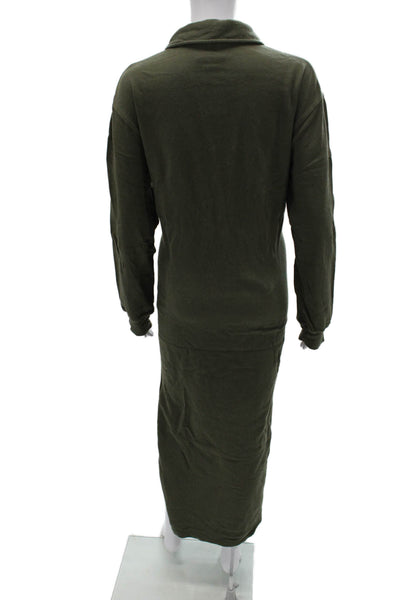 Z Supply Women Shirt Dress Green Long Sleeve Collared Cotton Size M