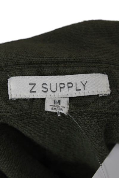 Z Supply Women Shirt Dress Green Long Sleeve Collared Cotton Size M