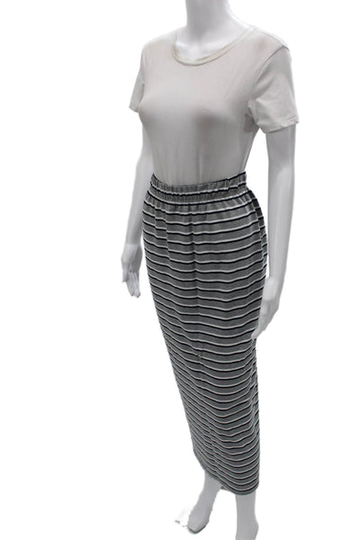 The Skirt Shopp Women Straight Pencil Skirt Black Cotton Striped Midi Size M