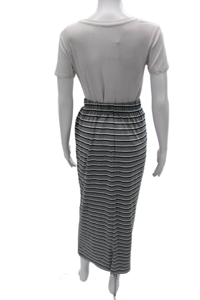 The Skirt Shopp Women Straight Pencil Skirt Black Cotton Striped Midi Size M
