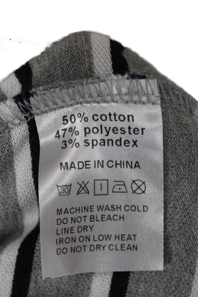 The Skirt Shopp Women Straight Pencil Skirt Black Cotton Striped Midi Size M