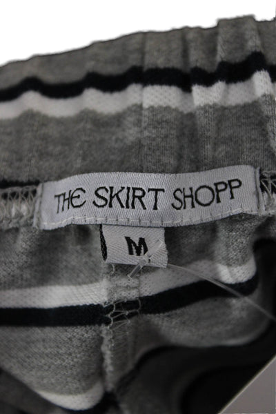 The Skirt Shopp Women Straight Pencil Skirt Black Cotton Striped Midi Size M