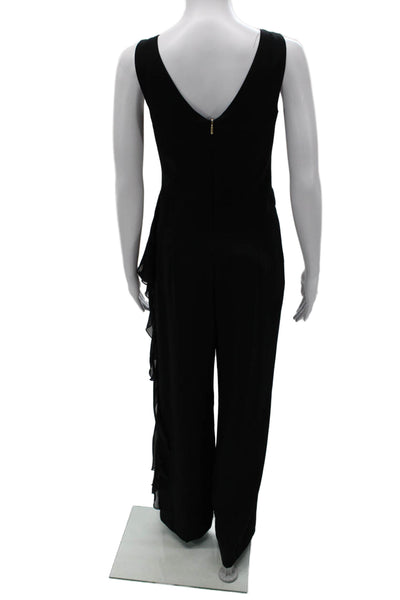 Trina Turk Women Jumpsuit Black V-Neck Sleeveless Zip Polyester Blend Size 0
