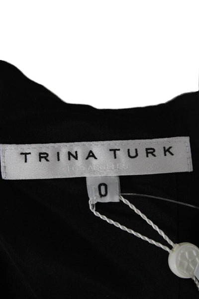 Trina Turk Women Jumpsuit Black V-Neck Sleeveless Zip Polyester Blend Size 0