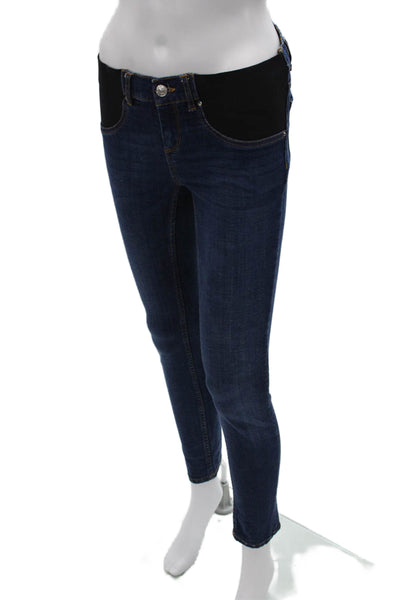 Zara Woman Women Skinny Jeans Blue Cotton Blend Low Rise Maternity Size S