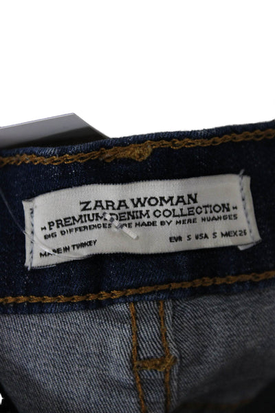 Zara Woman Women Skinny Jeans Blue Cotton Blend Low Rise Maternity Size S