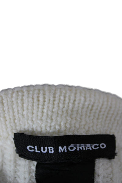 Club Monaco Women Ivory Wool High Neck Sleeveless Vest Size L