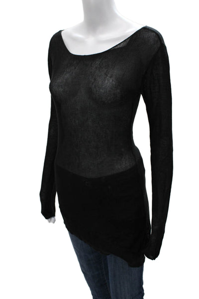 BCBG Max Azria Women Basic Tunic Sweater Black Boat Neck Long Sleeve Size S