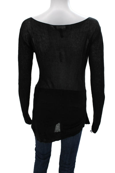 BCBG Max Azria Women Basic Tunic Sweater Black Boat Neck Long Sleeve Size S
