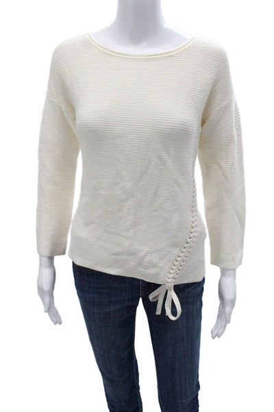 Marella Womens Ivory Viscose Boat Neck Pullover Long Sleeve Size L