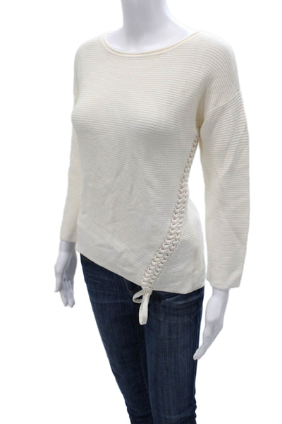 Marella Womens Ivory Viscose Boat Neck Pullover Long Sleeve Size L