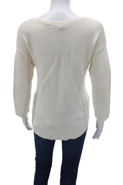 Marella Womens Ivory Viscose Boat Neck Pullover Long Sleeve Size L