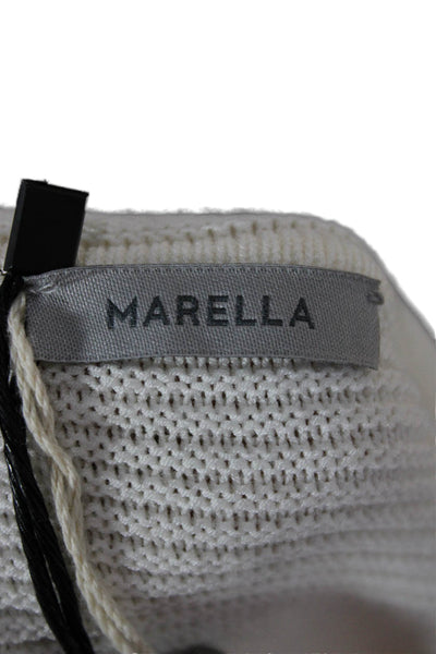 Marella Womens Ivory Viscose Boat Neck Pullover Long Sleeve Size L