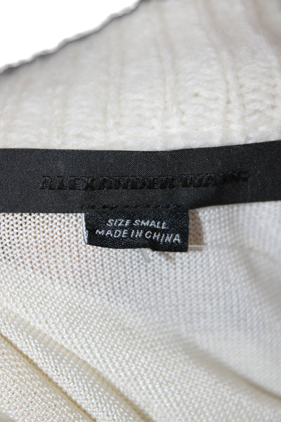 Alexander Wang Womens Full Zip Sweater Ivory Wool High Neck Long Sleeve Size S