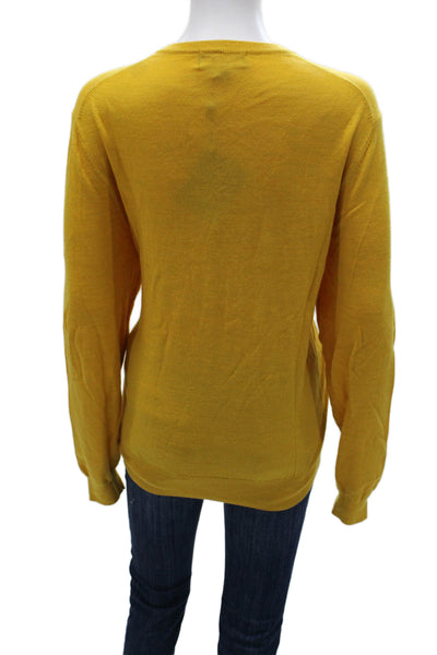 Brooks Brothers Women V-Neck Wool Pullover Sweater Yellow Size M