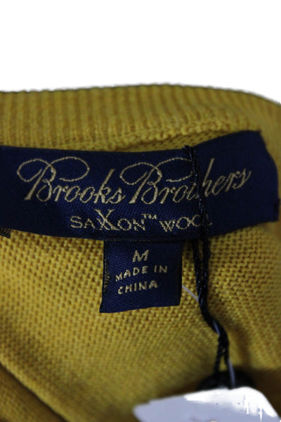 Brooks Brothers Women V-Neck Wool Pullover Sweater Yellow Size M