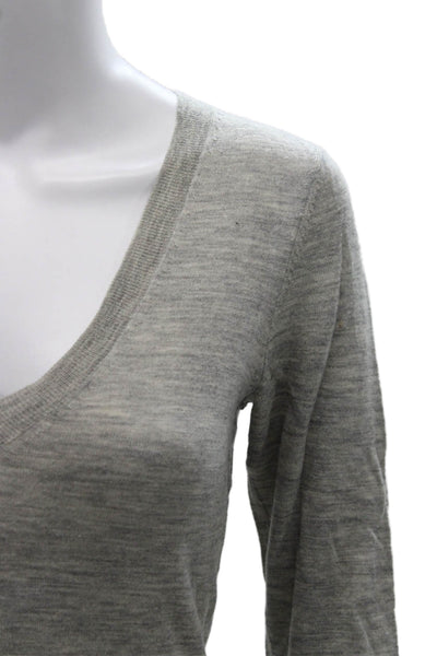Club Monaco Womens Merino Wool V Neck Pullover Sweater Long Sleeve Gray Size S