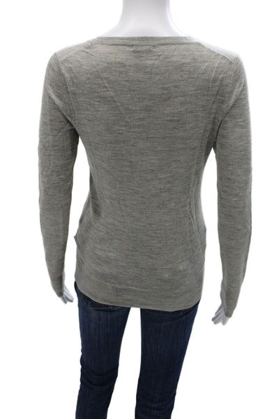 Club Monaco Womens Merino Wool V Neck Pullover Sweater Long Sleeve Gray Size S