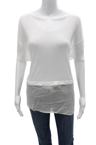 DKNY Women Tunic Scoop Neck Short Sleeve White Modal Petites Size S