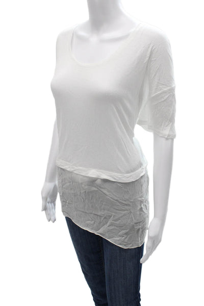 DKNY Women Tunic Scoop Neck Short Sleeve White Modal Petites Size S