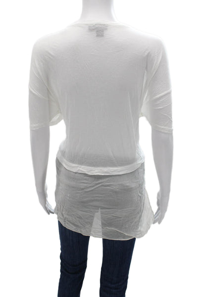 DKNY Women Tunic Scoop Neck Short Sleeve White Modal Petites Size S