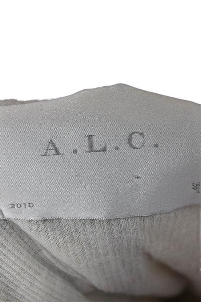A.L.C. Women Cardigan Gray Cashmere V-Neck Check Long Sleeve Size S