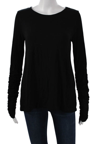 Vince Camuto Women Black Scoop Neck Long Sleeve Basic T-Shirt Size XS