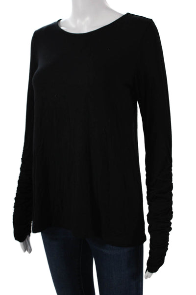 Vince Camuto Women Black Scoop Neck Long Sleeve Basic T-Shirt Size XS