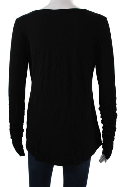 Vince Camuto Women Black Scoop Neck Long Sleeve Basic T-Shirt Size XS