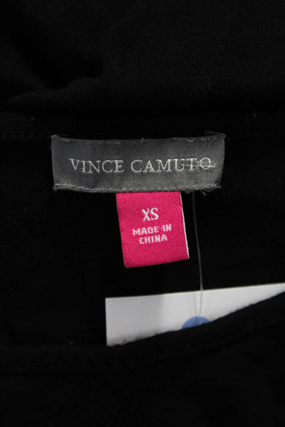 Vince Camuto Women Black Scoop Neck Long Sleeve Basic T-Shirt Size XS