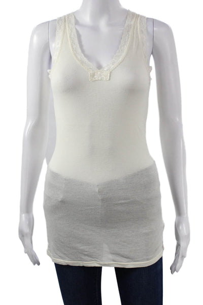 Michael Stars Women Tank V-Neck Supima Cotton Ivory Sleeveless Size One Size