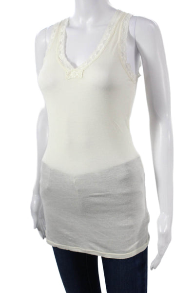 Michael Stars Women Tank V-Neck Supima Cotton Ivory Sleeveless Size One Size