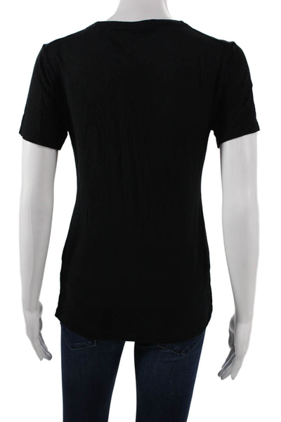 Club Monaco Women Black Basic Scoop Neck Short Sleeve T-Shirt Size S