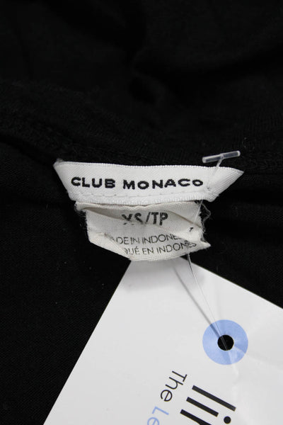 Club Monaco Women Black Basic Scoop Neck Short Sleeve T-Shirt Size S