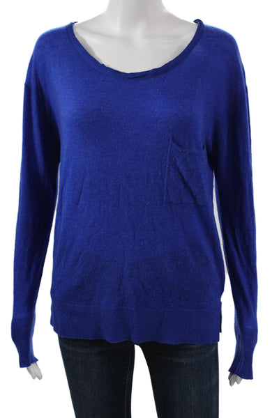American Vintage Women Pullover Blue Wool Scoop Neck Long Sleeve Size M