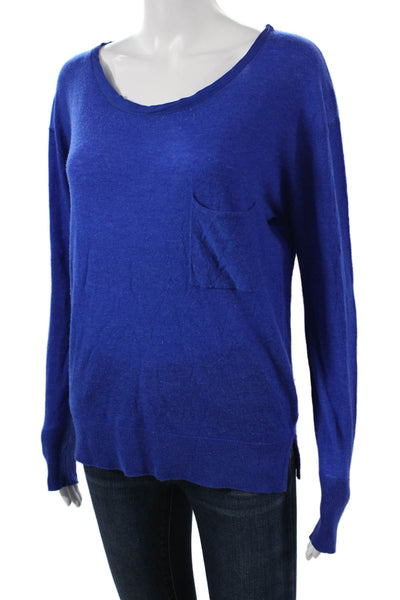 American Vintage Women Pullover Blue Wool Scoop Neck Long Sleeve Size M