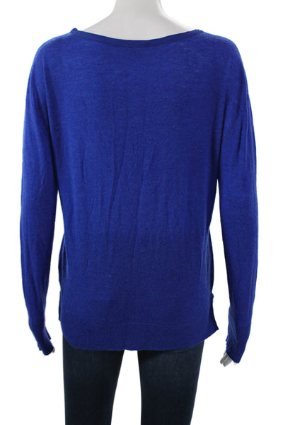 American Vintage Women Pullover Blue Wool Scoop Neck Long Sleeve Size M