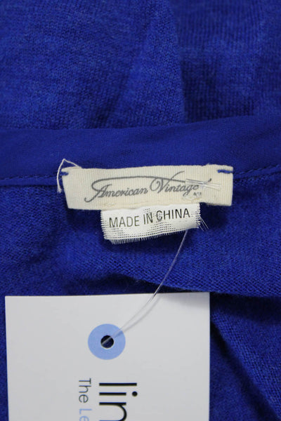 American Vintage Women Pullover Blue Wool Scoop Neck Long Sleeve Size M