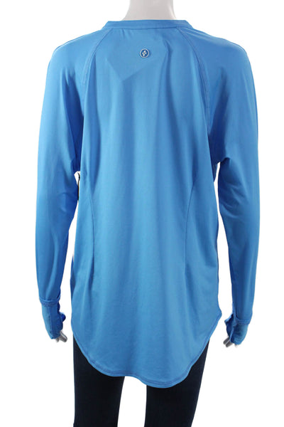 JoFit Women Pullover Casual V-Neck Long Sleeve Blue Polyester Top Size XL