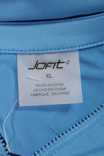 JoFit Women Pullover Casual V-Neck Long Sleeve Blue Polyester Top Size XL