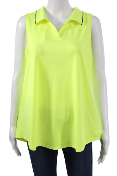JoFit Women Basic Yellow Polyester Collared Sleeveless Polo Size XL