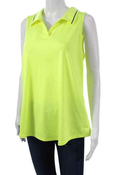 JoFit Women Basic Yellow Polyester Collared Sleeveless Polo Size XL