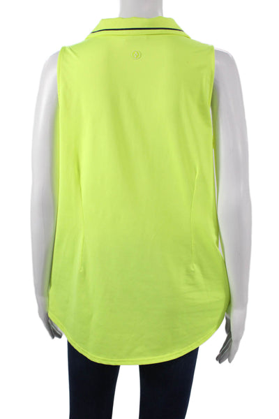JoFit Women Basic Yellow Polyester Collared Sleeveless Polo Size XL