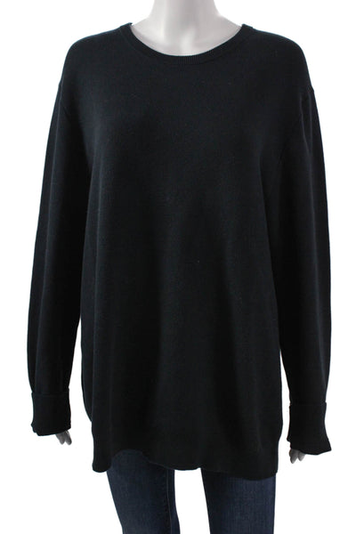 Theory Women Pullover Sweater Black Crew Neck Long Sleeve Size XL