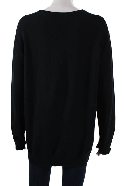Theory Women Pullover Sweater Black Crew Neck Long Sleeve Size XL