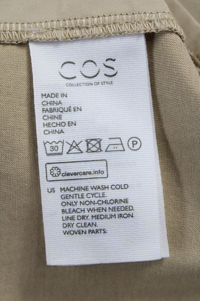 COS Womens Basic Button-Up Long Sleeve Beige 100% Cotton Collared Top Size L