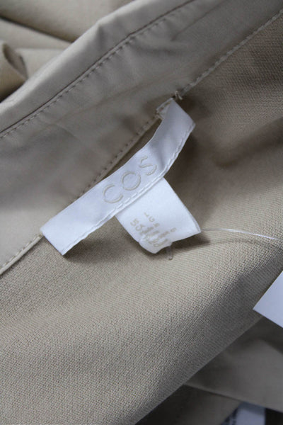 COS Womens Basic Button-Up Long Sleeve Beige 100% Cotton Collared Top Size L