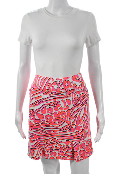 Tail Women Mini Skort White Animal Print Polyester Pull On Short Size L